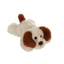 Peluche - Peluche Chien Allongé Douceur Crème Oreilles Marron Foncé - 20 cm