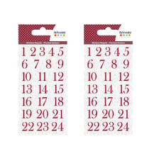 Autocollants chiffres floqués rouges pour Calendrier de l'Avent