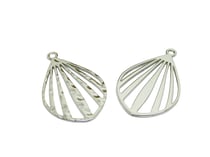 2 Pendentifs forme goutte 33*21mm argenté - 1 face lisse - 1 face martelée