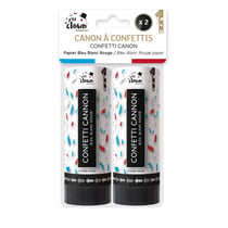 Canon à confettis papier - 11cm - bleu, blanc, rouge - lot de 2