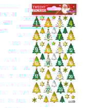 Stickers mousse 3D pour Calendrier de l'Avent - Sapins de Noël avec chiffres