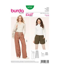 Patron Burda 6735 : Pantalon et short Femme avec coulisse et cordon du 34 au 46 taille n°FR 34-46