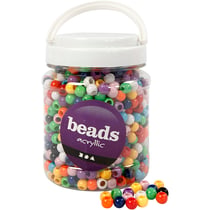 Perles Pony, d 10 mm, diamètre intérieur 4,5 mm, ass. de couleurs, 430 gr, 700 ml/ 1 boîte