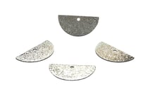 4 Breloques sequins demi-lune argenté pailleté 15*8mm