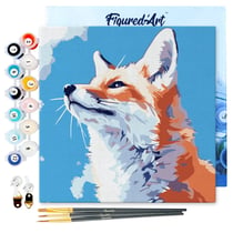 Mini Peinture par Numéros Figured'Art 20x20cm avec cadre Renard et ciel bleu - Petit Format
