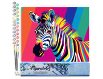 Peinture par Numéro Figured'Art - Rayure de zèbre Pop Art - Kit de Loisir Créatif DIY Numéro d'Art Complet - 40x50cm sans châssis en bois