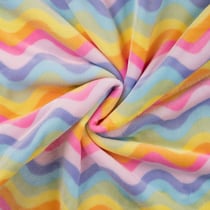 Tissu Doudou imprimé Vague arc-en-ciel sur fond Multicolore