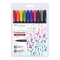 Lot de 10 feutres pinceaux - TOMBOW - Couleurs assorties - Fudenosuke Color