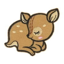 Ecusson thermocollant animal endormi tissu bio faon 5cm x 4cm