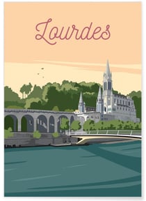 Affiche ville Lourdes | A3 : 29,7x42cm