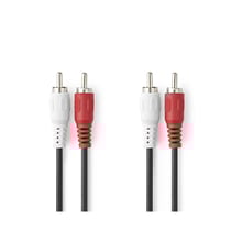 Nedis Câble Audio Stéréo 2 RCA Mâle vers Mâle 1m Connexion Stable Noir