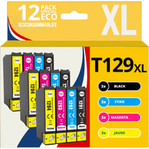 123CONSOMMABLES - T1295 - Cartouches Encre Compatible avec Epson T1295 pour Stylus SX525WD SX535WD SX425W SX230W Office BX635FWD BX305FW Workforce WF-3520 (3 Noir / 3 Cyan / 3 Magenta / 3 Jaune) - 123CONSOMMABLES