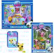 Bandai - Littlest Pet Shop - Pack Exclusif 2 Coffrets : Camping & Pets Got Talent (5 Figurines et 9 Accessoires) + 1 Figurine Supplémentaire (Petit Chat Jaune) - Licence Officielle - Mini Figurines