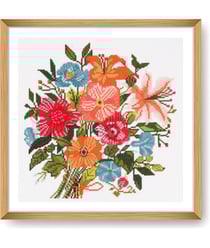 Kit Point de Croix Bouquet Floral 36x36 cm - Trimits Bouquet Floral