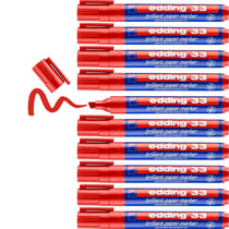 Lot de 10 Marqueurs permanents EDDING - Encre brillante rouge - Pointe 1-5 mm