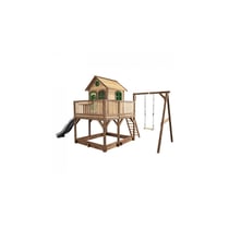 AXI Classic Liam Maisonnette avec Balancoire Simple Marron vert Toboggan Gris - Axi House
