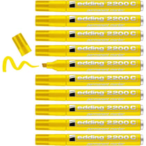 Lot de 10 Marqueurs permanents pointe biseautée 1-5 mm - EDDING - Jaune - Corps aluminium