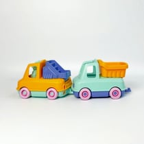 Coffret jouet - camions pompier et benne en plastique recyclé & made in France