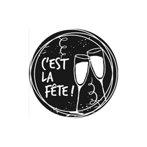 Woodies stamp invitation champagne "c'est la fête"