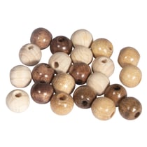 Assort. perles en bois , FSC 100%, 8mm , tons naturelles, polies, 84 pces