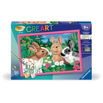 CreArt Kids 31x21cm Lapins dans le pré, Kit de peinture par numéros Numéro d'Art, Ravensburger