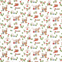 Tissu Coton imprimé Lapin Bunnie sur fond Blanc - Au mètre