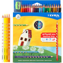 Crayons de couleur Groove Slim, L : 18 cm, mine 3,3 mm, ass. de couleurs, 24pièces/ 1 Pq.