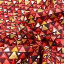 Tissu Gustav Klimt Triangles rouge sur fond Noir