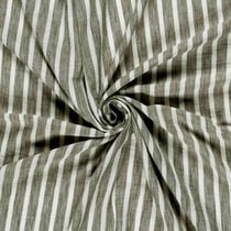 Tissu Polyester aspect Lin Rayures Anna sur fond Vert kaki