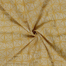 Tissu voile de coton Cortina Géométriques sur fond Jaune curcuma