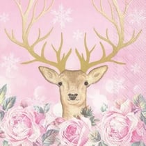 Lot de 4 serviettes en papier découpage collage 33 cm DAIN FLEUR ROSE A 817