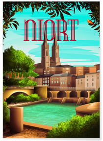 Affiche ville Niort | A3 : 29,7x42cm