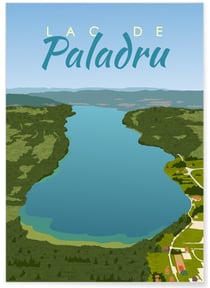 Affiche illustration Lac de Paladru | A3 : 29,7x42cm