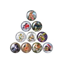 10 cabochons rond en verre assorties 25 mm OISEAU