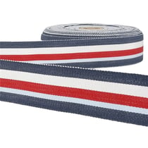 Disquette 25m ruban gros grain stripes Bleu Marine