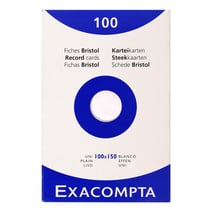 Étui de 100 fiches - bristol uni non perforé 100x150mm - Blanc - x 10 - Exacompta
