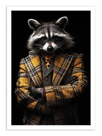 Affiche 50 x 70 cm -  Raccoon Wild Suits - Philippe Hugonnard
