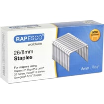 Agrafes - 26/8mm - Boite de 5000 - Argent/galvanisées - Rapesco
