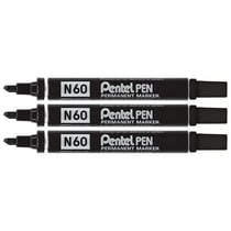Lot de 3 marqueurs permanents - PENTEL - N60 - Pointe biseautée 1,5 - 5,5 mm - Noir