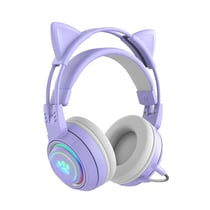 Casque Audio Stéréo Bluetooth Sans Fil Oreilles De Chat Avec Micro Détachable Violet 2 YONIS