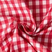 Tissu toile de Coton enduit Carreaux Rouge sur fond Blanc