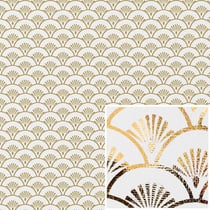 Tissu Canvas Eventails dorés sur fond Blanc - Au mètre