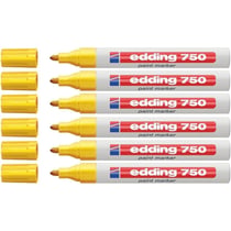 Lot de 6 Marqueurs Peinture Brillante 750 Jaune Pointe Ronde 2-4 mm EDDING