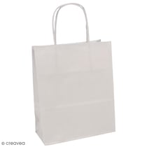 Sac en papier Kraft blanc - 16 x 21 x 8 cm - 25 pcs