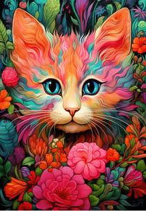 Puzzle 1000 pièces - Chaton et Fleurs - Bluebird Puzzle