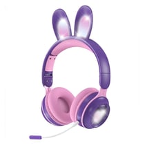 Casque Audio Bluetooth 5.0 Sans Fil Oreilles De Lapin Pour PC Couleur Menthe Violet 2 YONIS