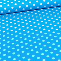 Tissu Coton imprimé Bleu turquoise Pois 8 mm Blancs