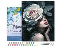 Peinture par Numéro Figured'Art avec Cadre - Femme à la Rose - Kit de Loisir Créatif DIY Numéro d'Art Complet - 40x50cm toile tendue sur châssis