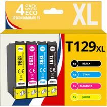 123CONSOMMABLES - T1295 - Cartouches Encre Compatible avec Epson T1295 pour Stylus SX525WD SX535WD SX425W SX230W Office BX635FWD BX305FW Workforce WF-3520 (1 Noir / 1 Cyan / 1 Magenta / 1 Jaune) - 123CONSOMMABLES