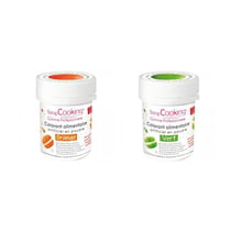 2 colorants alimentaires en poudre - vert-orange